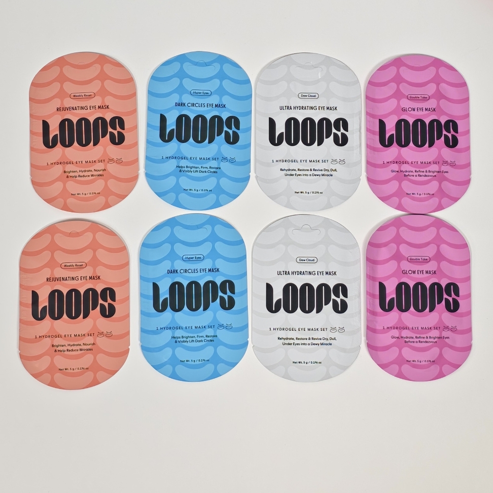 Loops Beauty Eye Masks Lot of 8 Hydrogel Under Eye Rejuvenate/Glow/Dark Circles